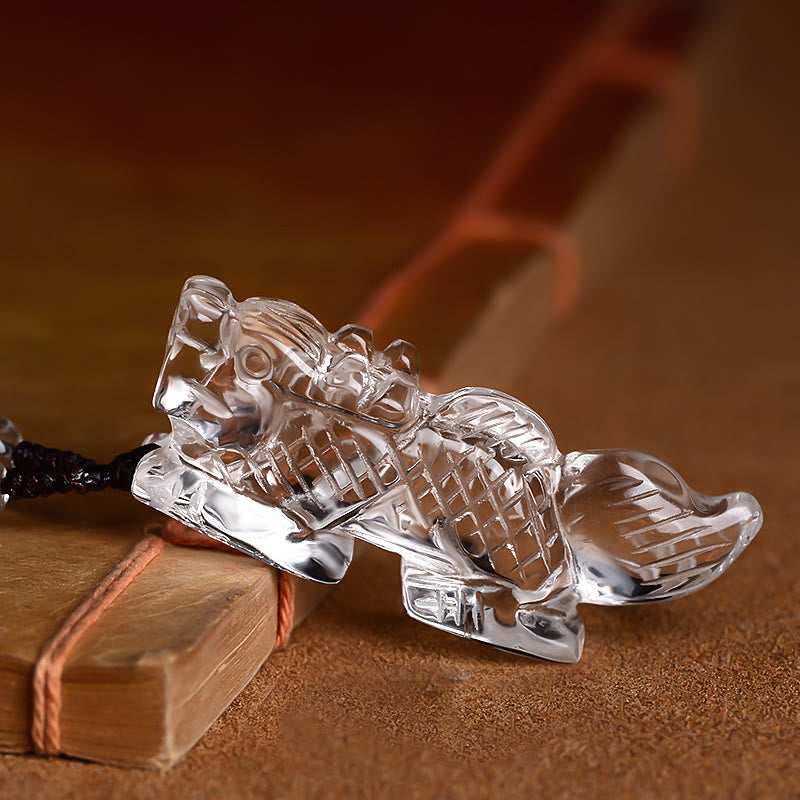 Chinese Zodiac White Crystal Protection Necklace Pendant
