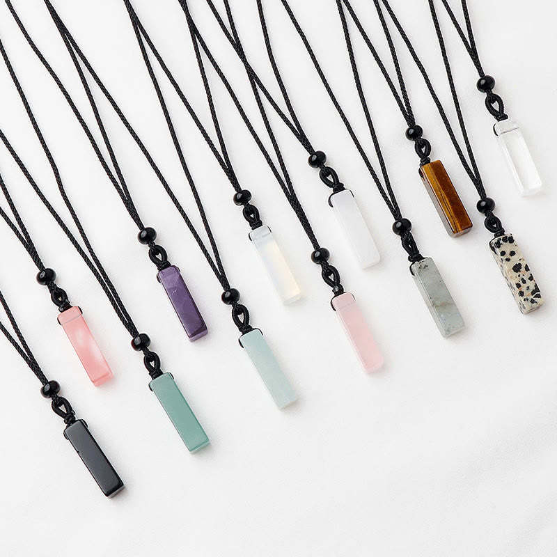 Various Rectangular Crystal Amethyst Green Aventurine Healing Necklace Pendant