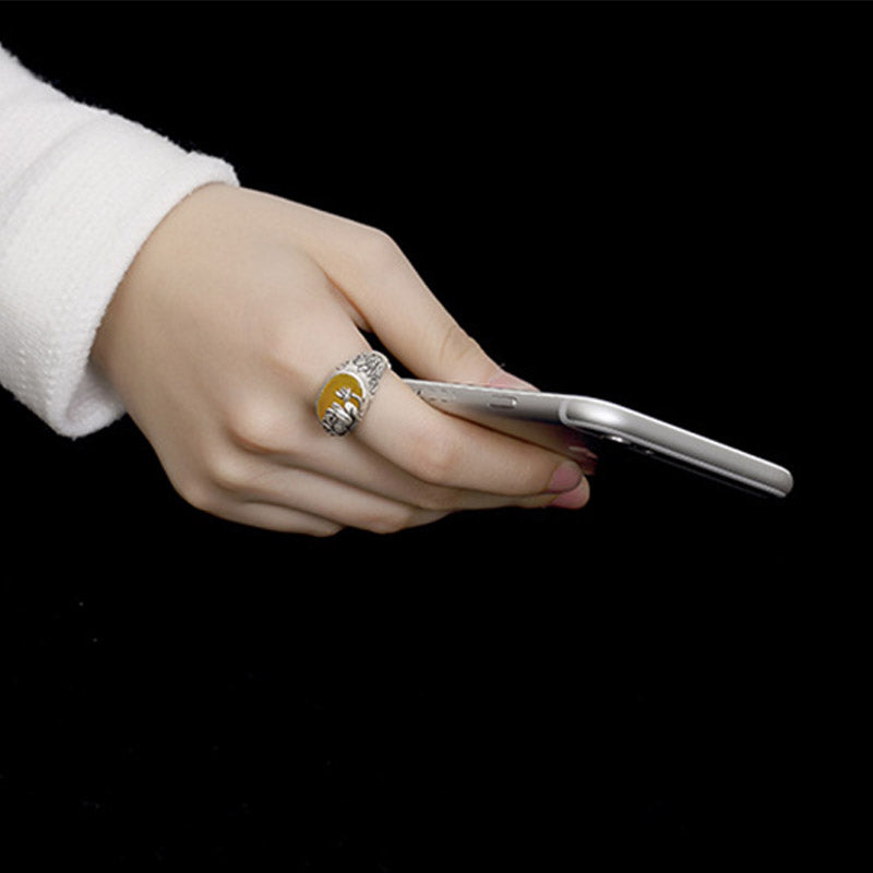 Citrine Lotus Blessing Protection Adjustable Ring