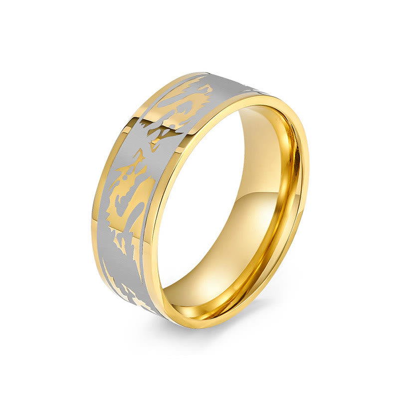 Dragon Carved Protection Strength Titanium Steel Ring