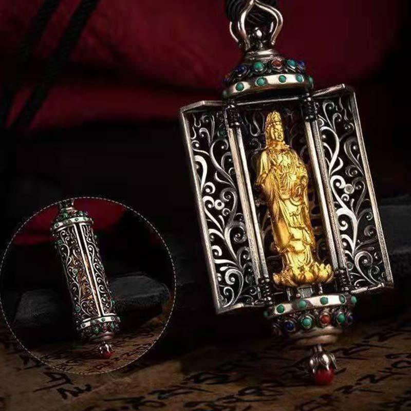 Tibetan Avalokitesvara Silver Wealth Protection Decoration