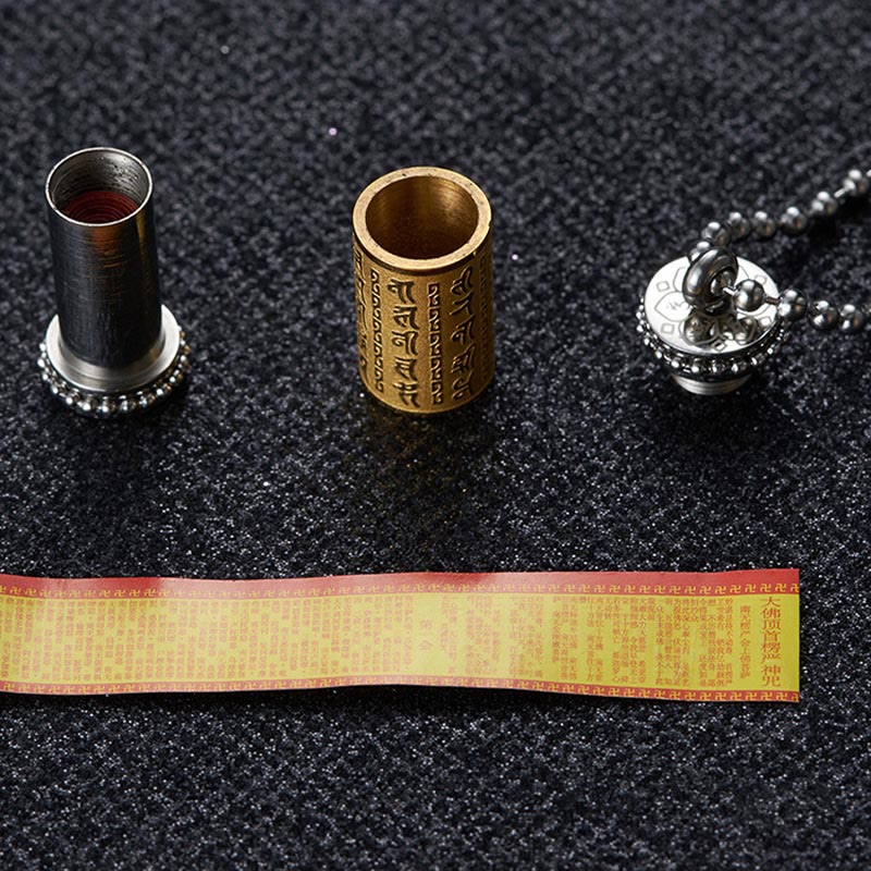 Titanium Steel Prayer Wheel Scriptures Necklace Balance Pendant