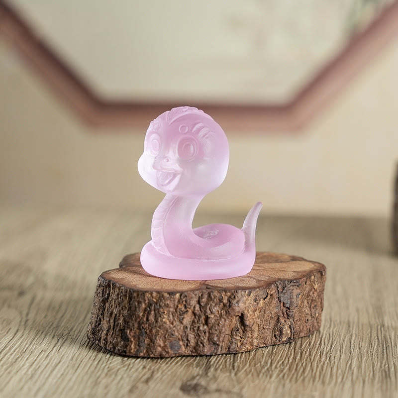 Small Cute Year Of The Snake Liuli Art Piece Home Decoration