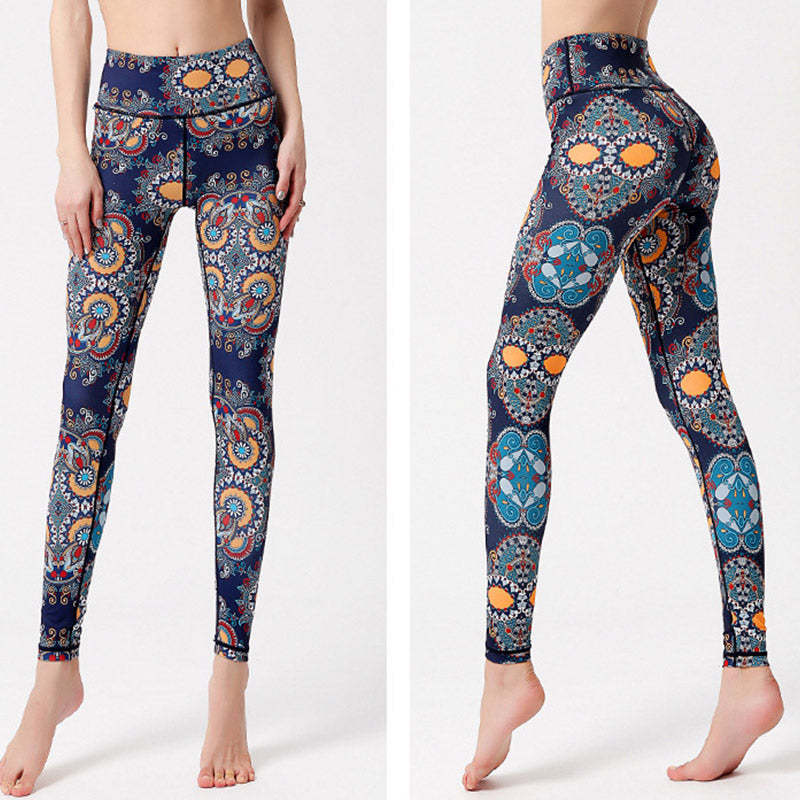 Flowers Leaves Birds Print Pants Sports Fitness Yoga Dance Leggings Women's Yoga Pants