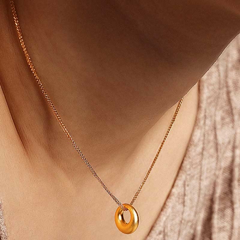 999 Gold Peace Buckle Auspicious Necklace Pendant