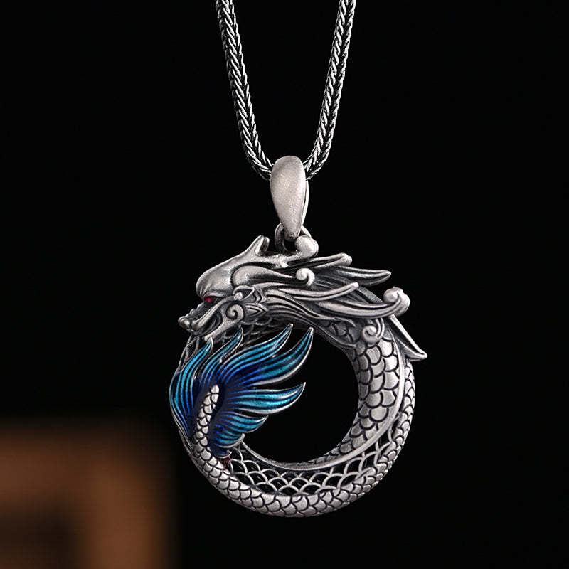 999 Sterling Silver Year Of The Dragon Auspicious Peace Buckle Carved Success Necklace Pendant (Extra 30% Off | USE CODE: FS30)