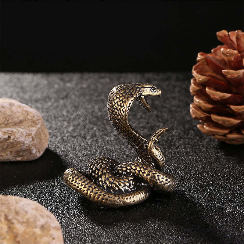 Mini Small Year of the Snake Cobra Brass Copper Home Decoration