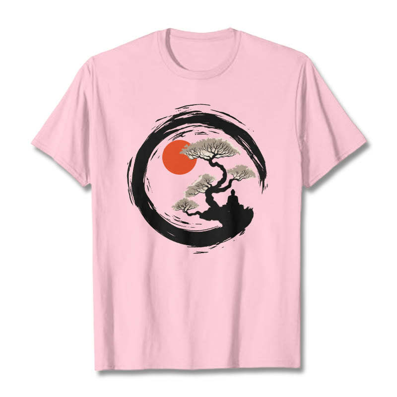 Red Sun Pine Zen Circle Meditation mystic zen Tee T-shirt