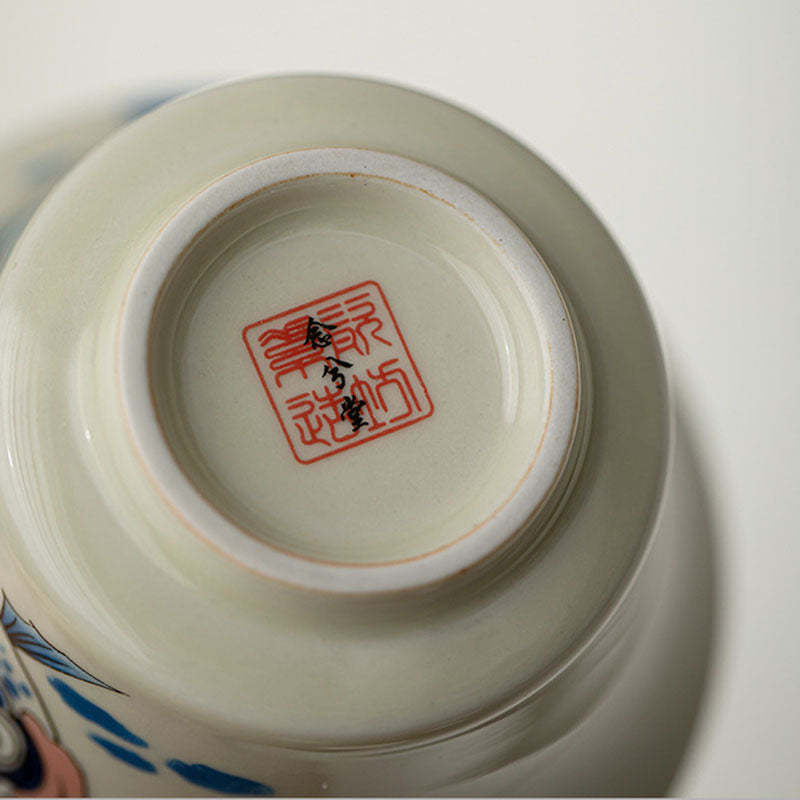Koi Fish Arowana Ceramic Gaiwan Sancai Teacup Kung Fu Tea Cup With Lid 130ml