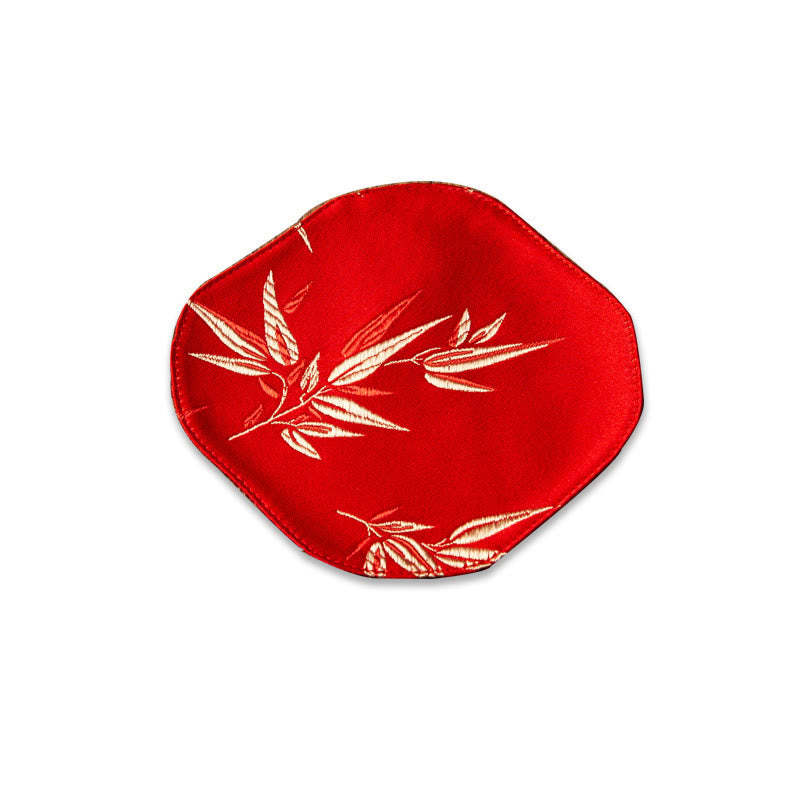 Sea Wave Bamboo Plum Blossom Brocade Embroidery Cup Mat Pad Tea Cup Coaster Kung Fu Tea Mat