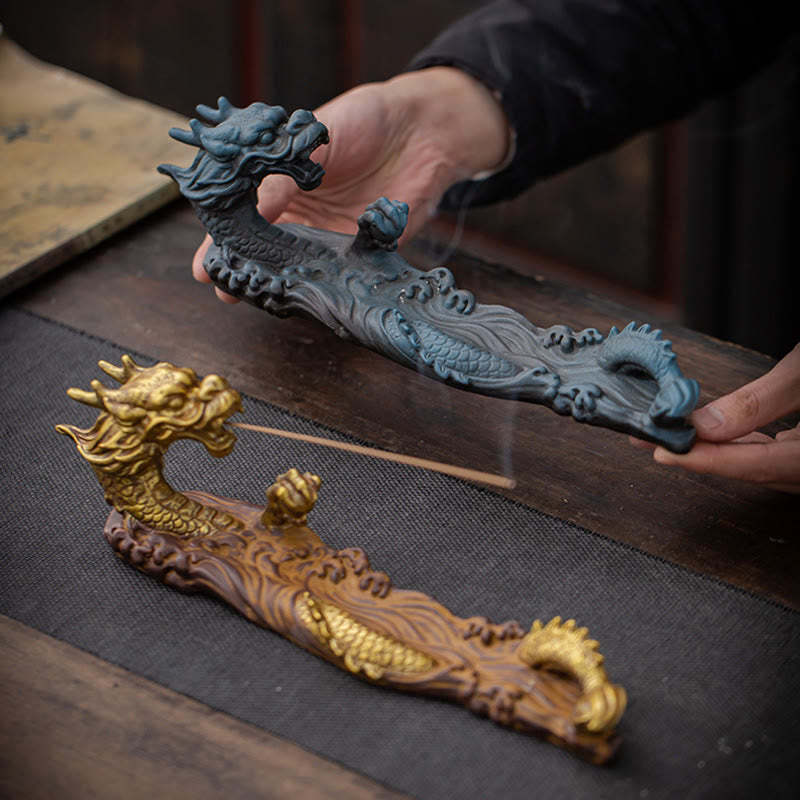 Dragon Protection Ceramic Stick Incense Burner Decoration