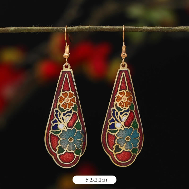 Lotus Butterfly Flower Alloy Copper Enlightenment Drop Earrings