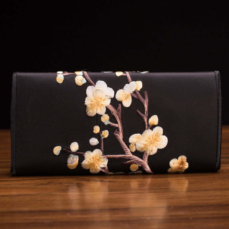 Plum Bossom Su Embroidery Journey Shopping Long Purse Handbag