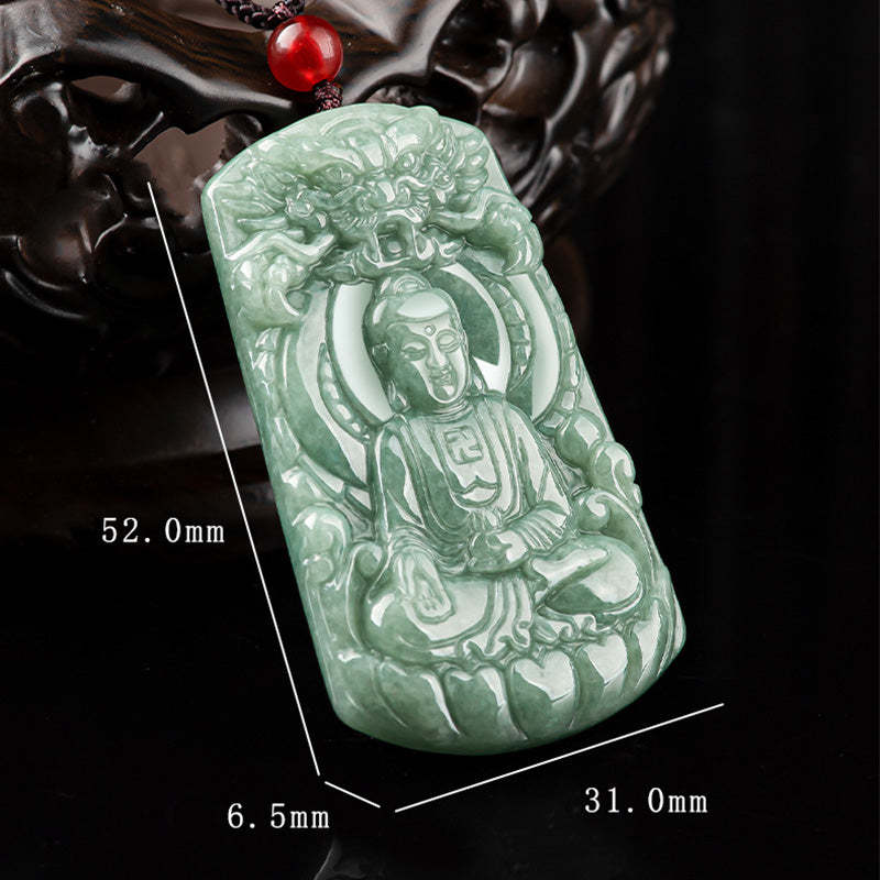Tathagata mystic zen Dragon Jade Amulet Serenity String Necklace