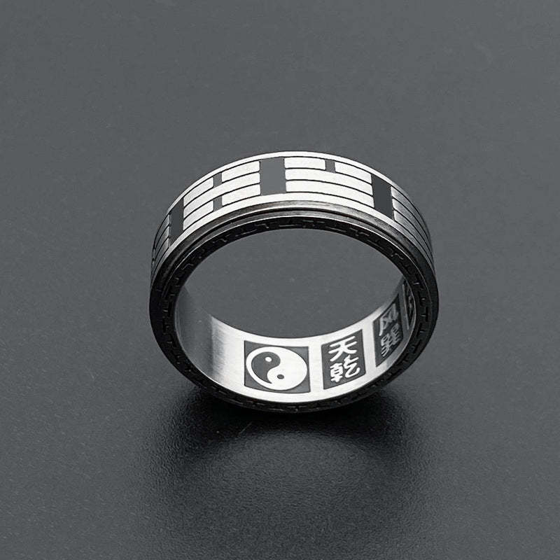 Bagua Yin Yang Titanium Steel Balance Rotatable Ring