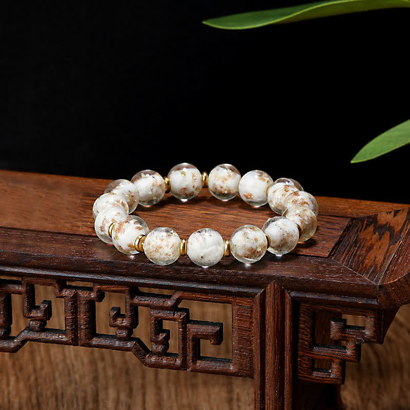 Gold Swallowing Beast Family Charm Luminous Fluorescent Liuli Glass Bead Success Bracelet