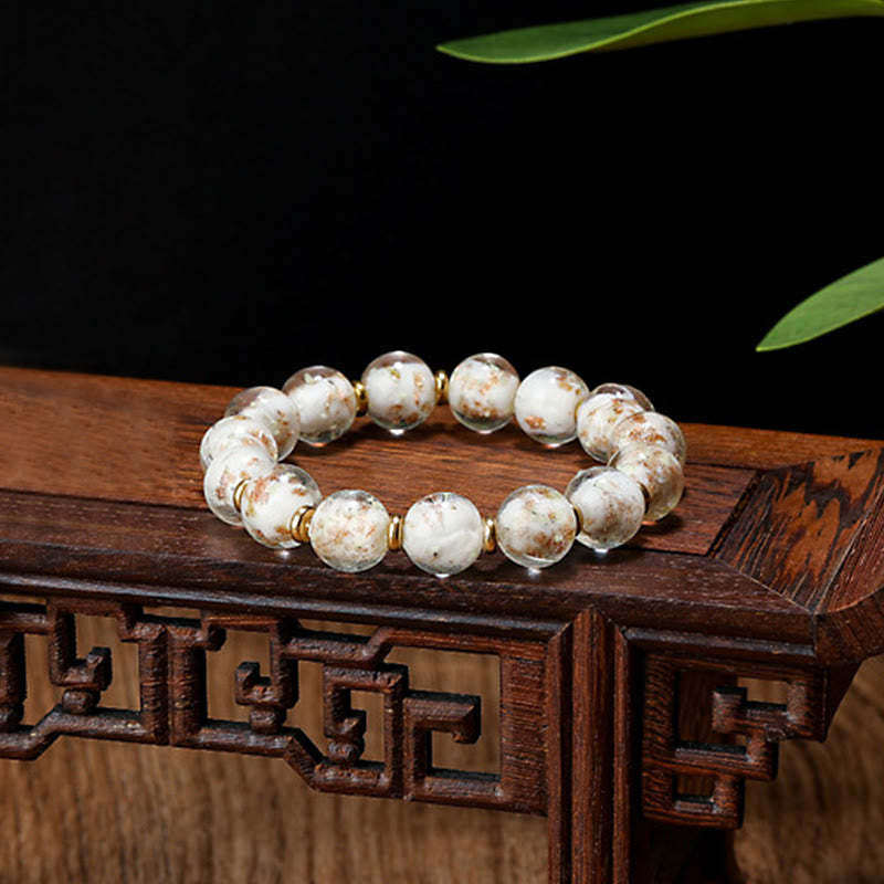 Gold Swallowing Beast Family Charm Luminous Fluorescent Liuli Glass Bead Success Bracelet