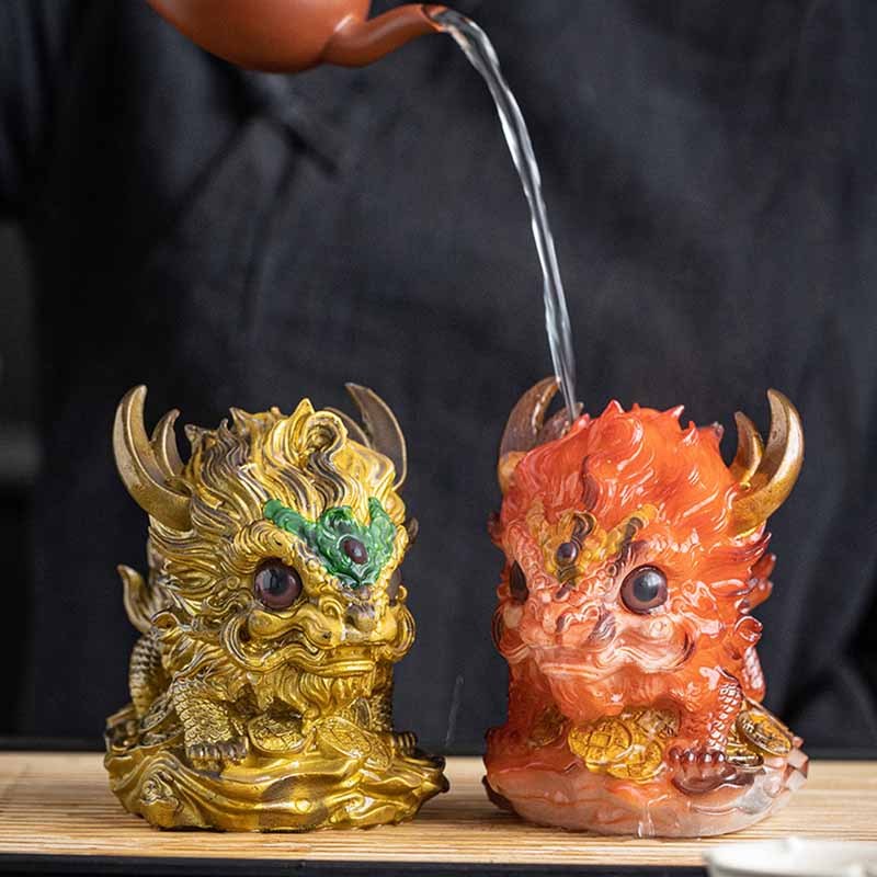 Color Changing Small Kirin Resin Tea Pet Home Figurine Decoration