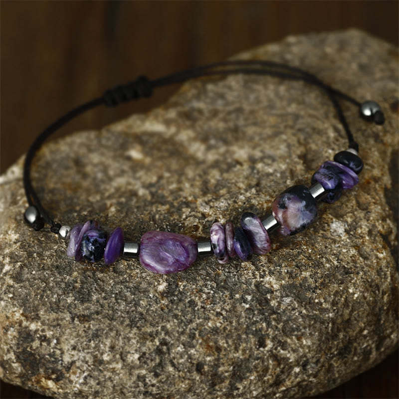 Live In The Moment Charoite Hematite Powerful Bracelet