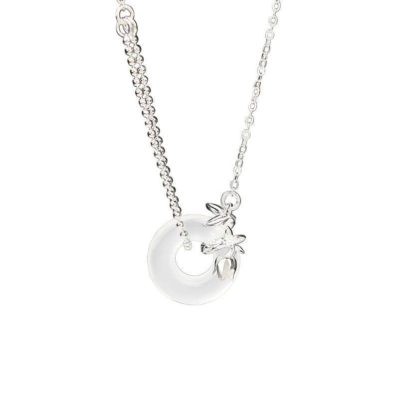 925 Sterling Silver Tulip Chalcedony Peace Buckle Fortune Necklace Pendant