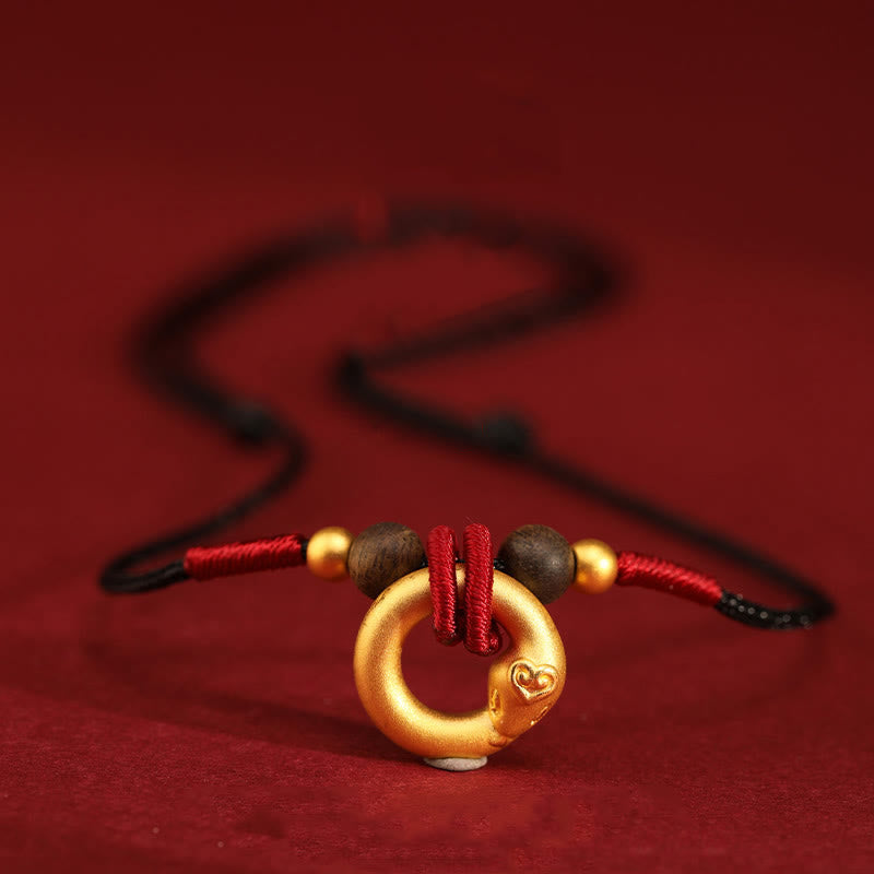 999 Pure Gold Agarwood Year of the Snake Necklace Pendant