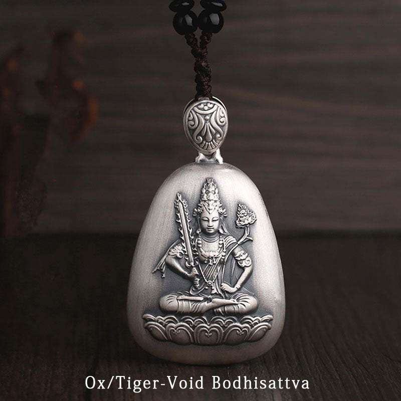 999 Sterling Silver Chinese Zodiac Natal mystic zen Heart Sutra Engraved Protection Necklace Pendant