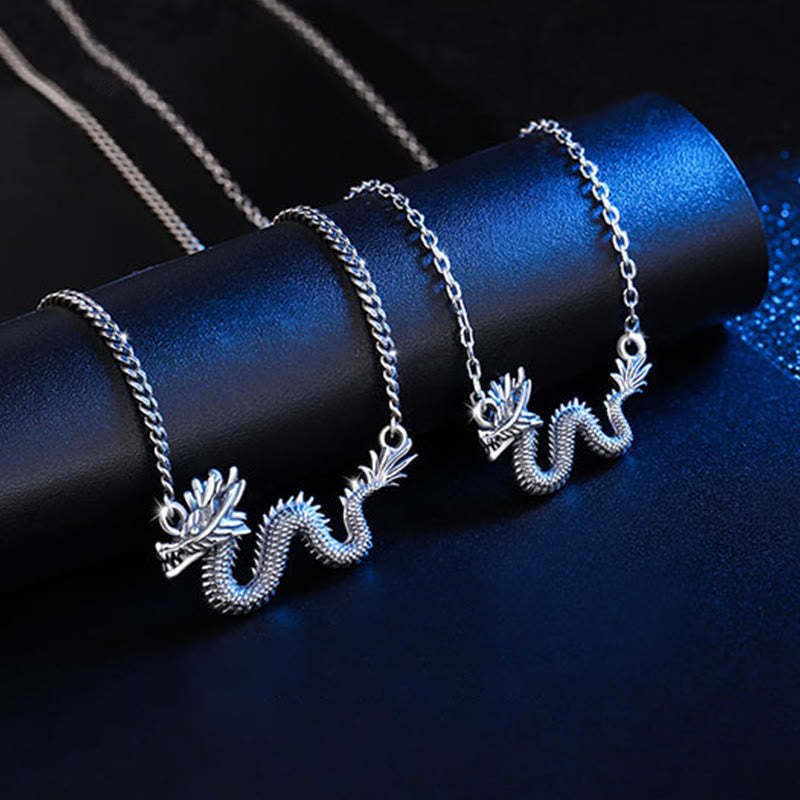 925 Sterling Silver Year Of The Dragon Auspicious Dragon Protection Chain Necklace Pendant(Extra 30% Off | USE CODE: FS30)