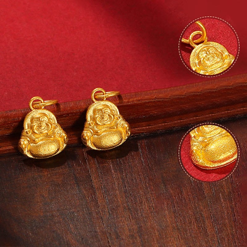 999 Gold Mini Laughing mystic zen Luck Wealth Necklace Pendant