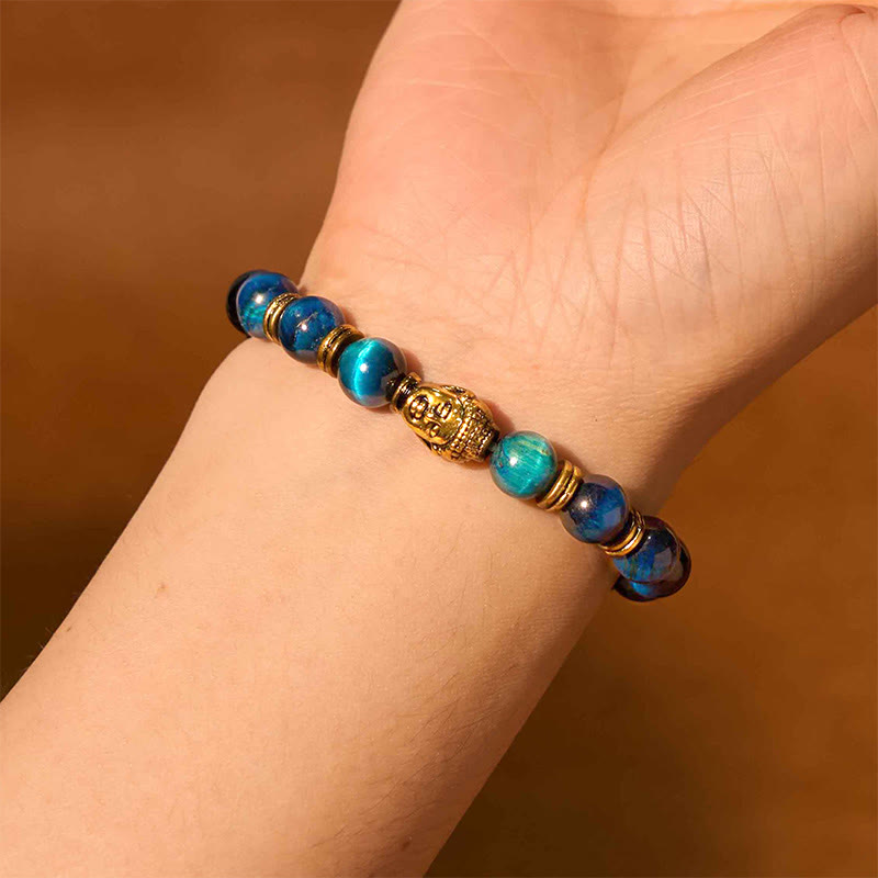 Blue Green Red Tiger Eye mystic zen Head Balance Bracelet