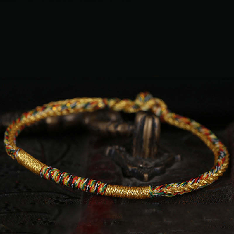 Handmade Gold Multicolored Rope Protection Braided Bracelet Anklet