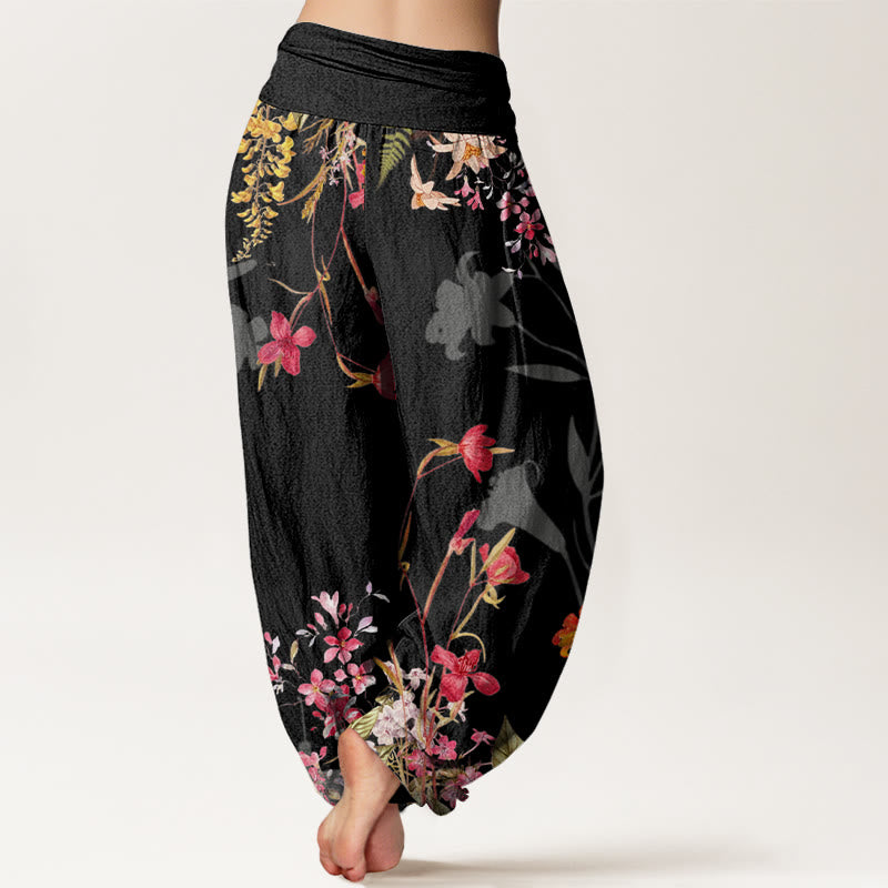 Flowers Totem Pattern Women's Elastic Waist Harem Pants