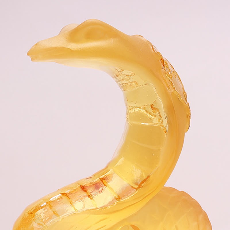 Year Of The Snake Ingot Copper Coins Base Liuli Art Piece Home Decoration