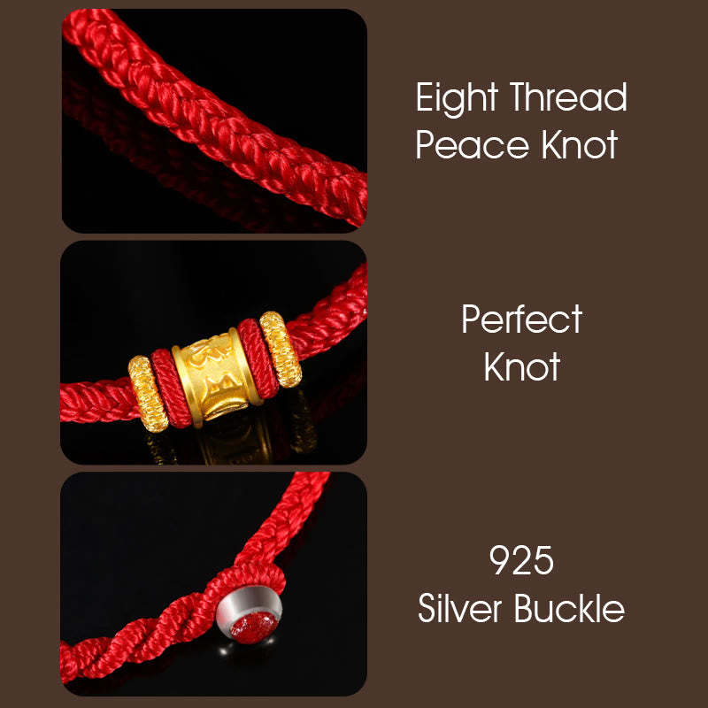 Tibet 999 Gold Om Mani Padme Hum Engraved Protection?Lucky Bead Bracelet