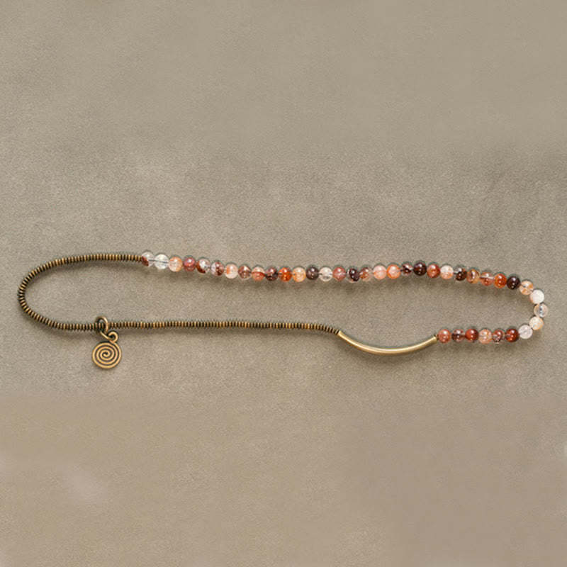 Purple Phantom Red Hematoid Quartz Green Rutilated Quartz Copper Love Forgive Bracelet