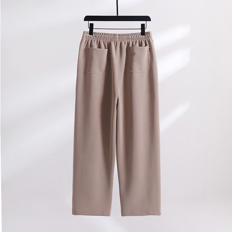 Solid Color Cotton Fleece Drape Men's Pants With Pockets