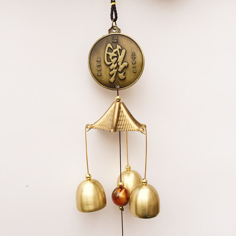 Blessing Letter Elephant Bagua Auspicious Coin Wall Hanging Chime Bell Handmade Home Decoration