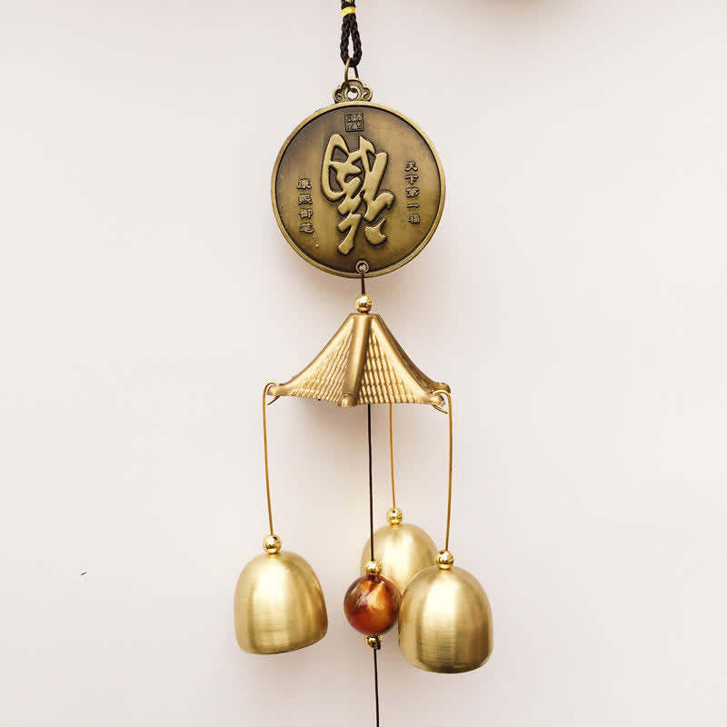 Blessing Letter Elephant Bagua Auspicious Coin Wall Hanging Chime Bell Handmade Home Decoration