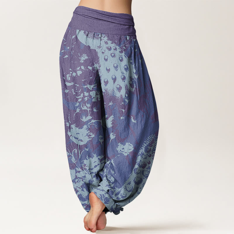 Casual Peacock Grassland Women's Elastic Waist Harem Pants