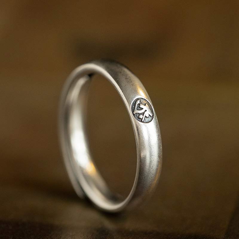 925 Sterling Silver Chinese Zodiac Natal mystic zen Blessing Couple Ring