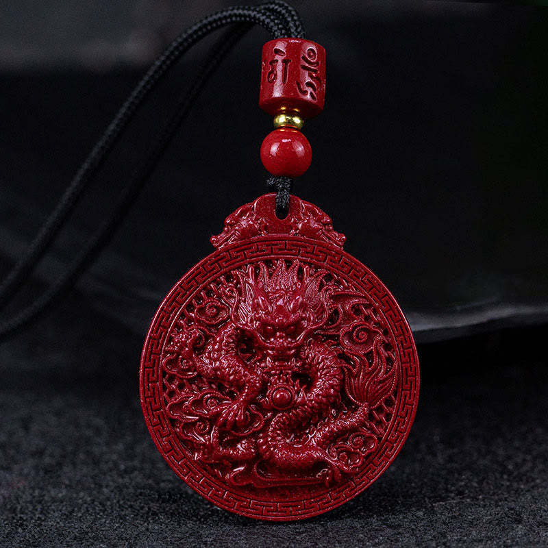 Year of the Dragon Natural Cinnabar Dragon Protection Necklace Pendant