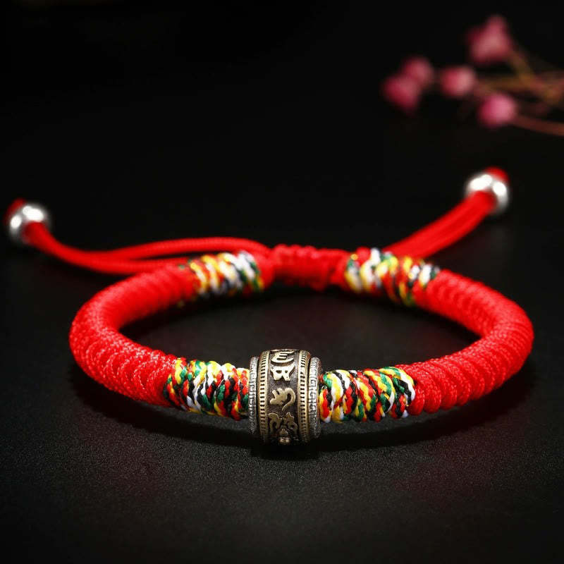 925 Sterling Silver Om Mani Padme Hum King Kong Knot Faith Bracelet