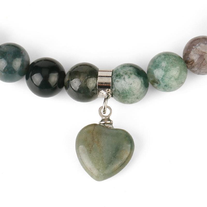 Natural Quartz Love Heart Healing Beads Bracelet