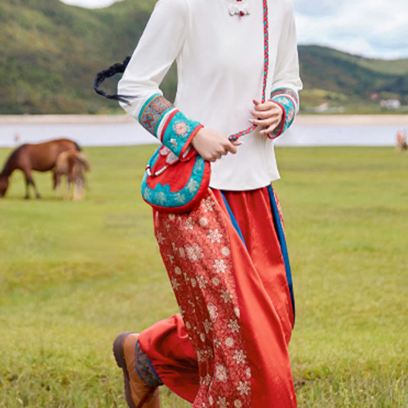 Ethnic Style Su Embroidery Journey Shopping Shoulder Bag Handbag Crossbody Bag