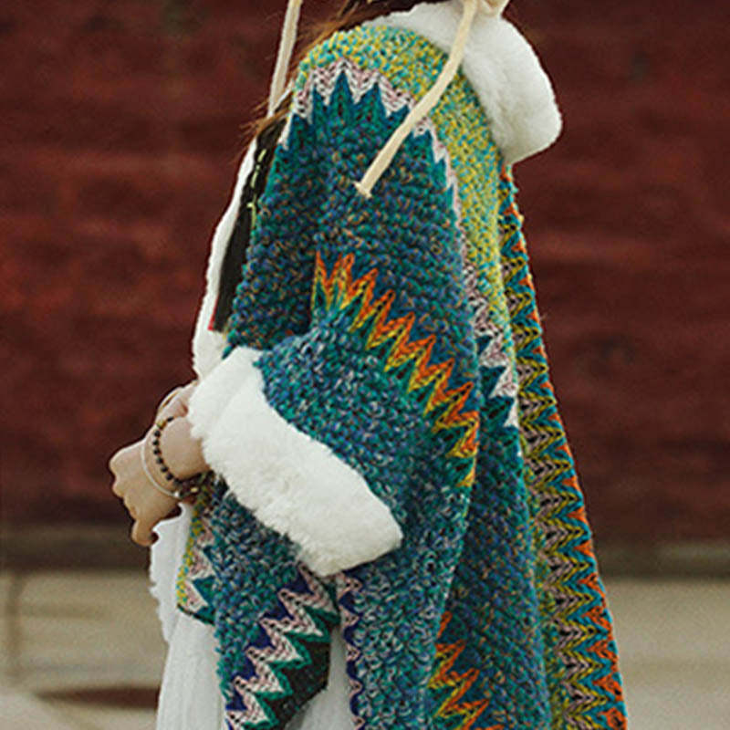 Tibetan Multicolored Striped Shawl Winter Cozy Travel Scarf Wrap