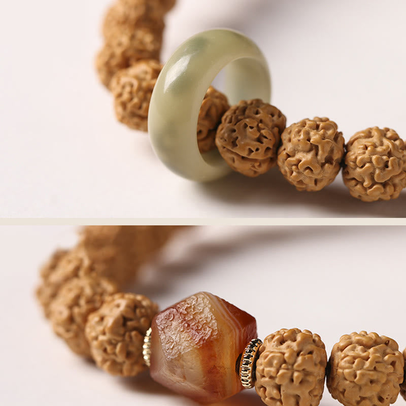 Bodhi Seed Three-eyed Dzi Bead mystic zen Hand Charm Wealth Bracelet