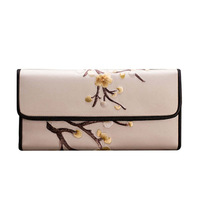 Plum Bossom Su Embroidery Journey Shopping Long Purse Handbag