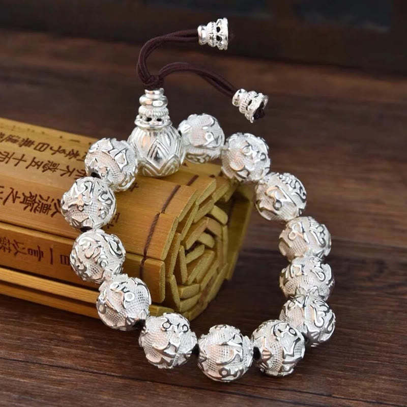 Tibetan Om Mani Padme Hum Carved Alloy Beads Amulet Bracelet (Extra 35% Off | USE CODE: FS35)