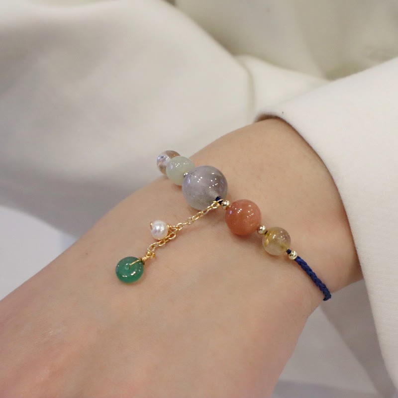 Moonstone Sunstone Beads Peace Buckle Charm Healing Bracelet