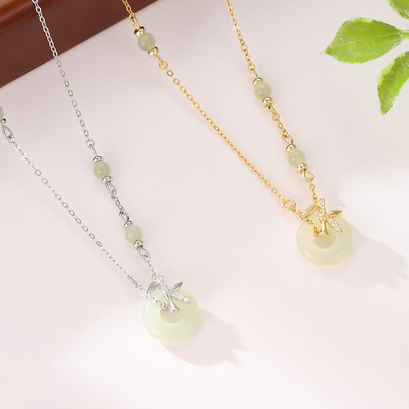 Hetian Jade 925 Sterling Silver Cubic Zirconia Peace Buckle Abundance Necklace Pendant