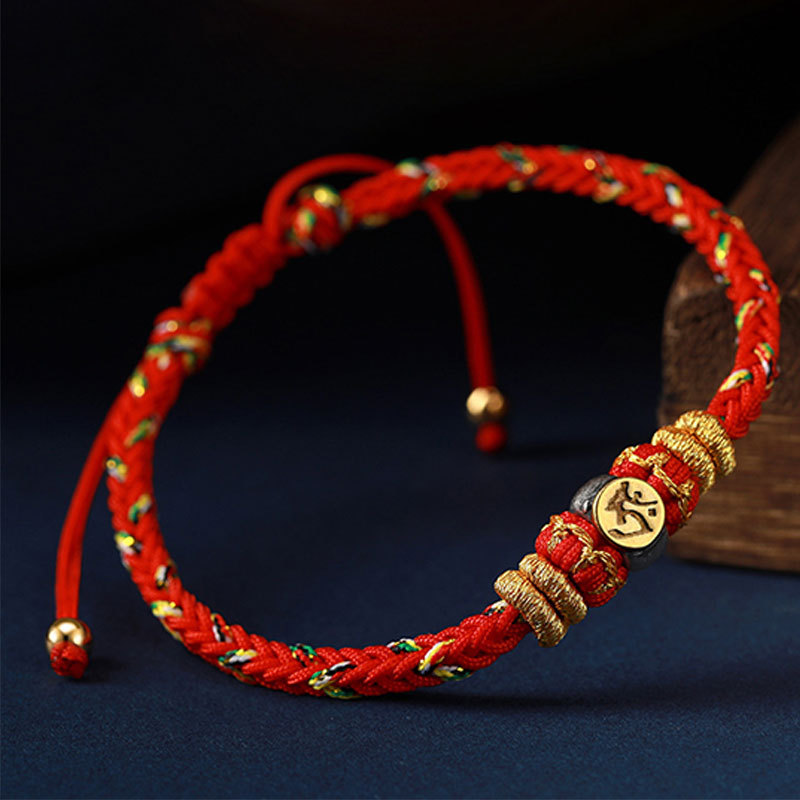 Chinese Zodiac Natal mystic zen Silver Luck Braided String Bracelet